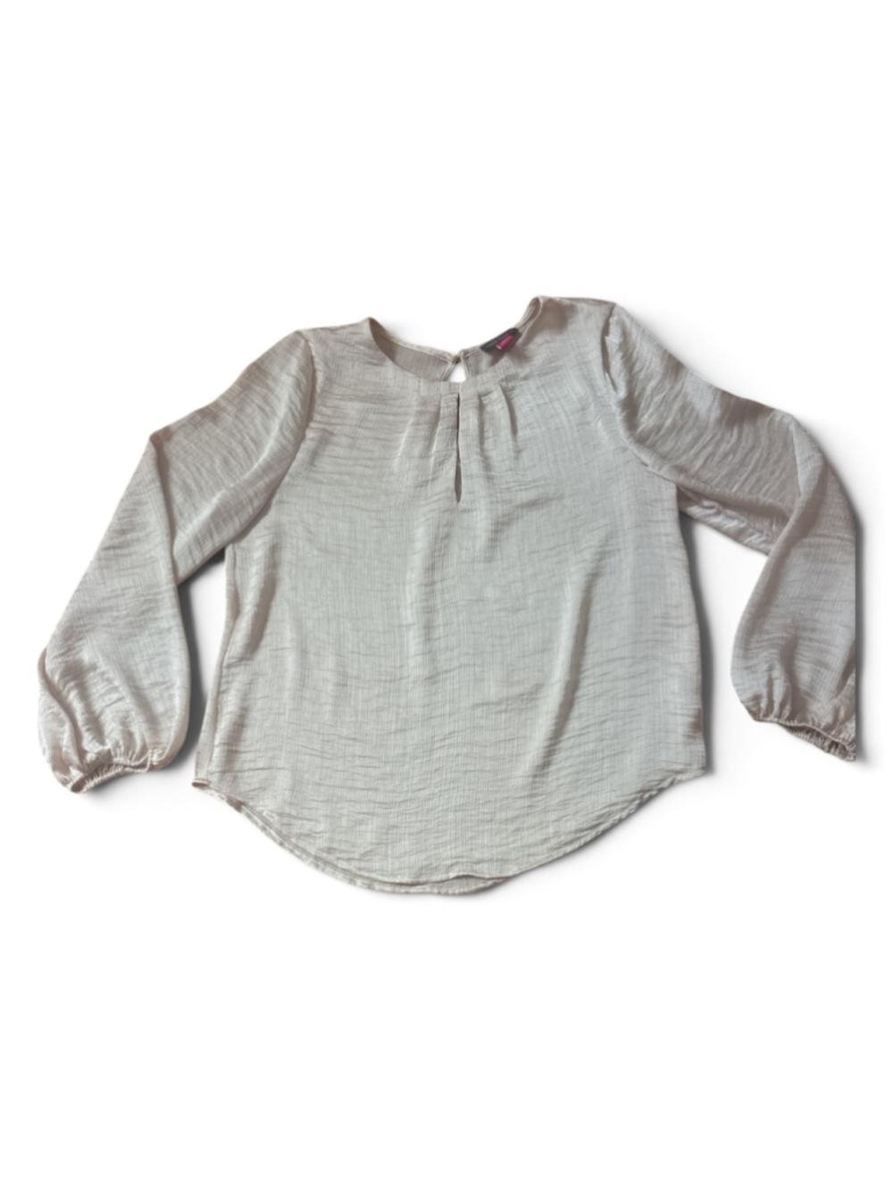 Vince Camuto Blouse Size S Beige Long Sleeve Keyhole Neck